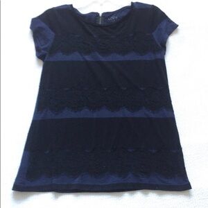 Ann Taylor Loft Top Overlay Lace Blu Size M